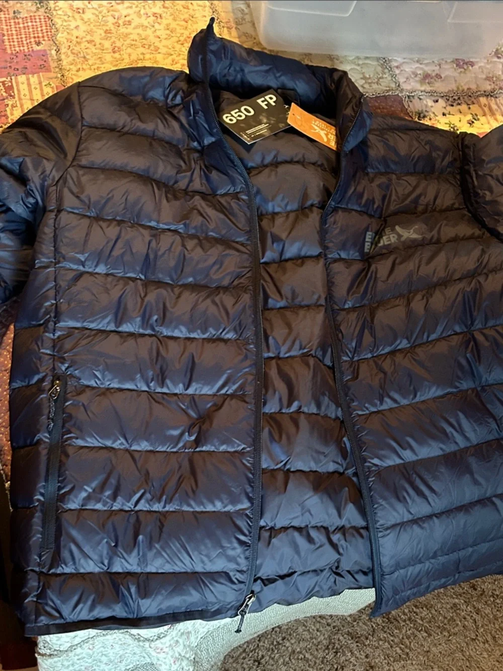 Eddie Bauer Men's Dark Navy Quilted Down Puffer Jacket